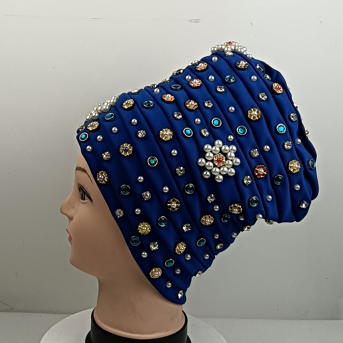 Turban Cap Faux Pearl Rhinestone Headscarf Hijab