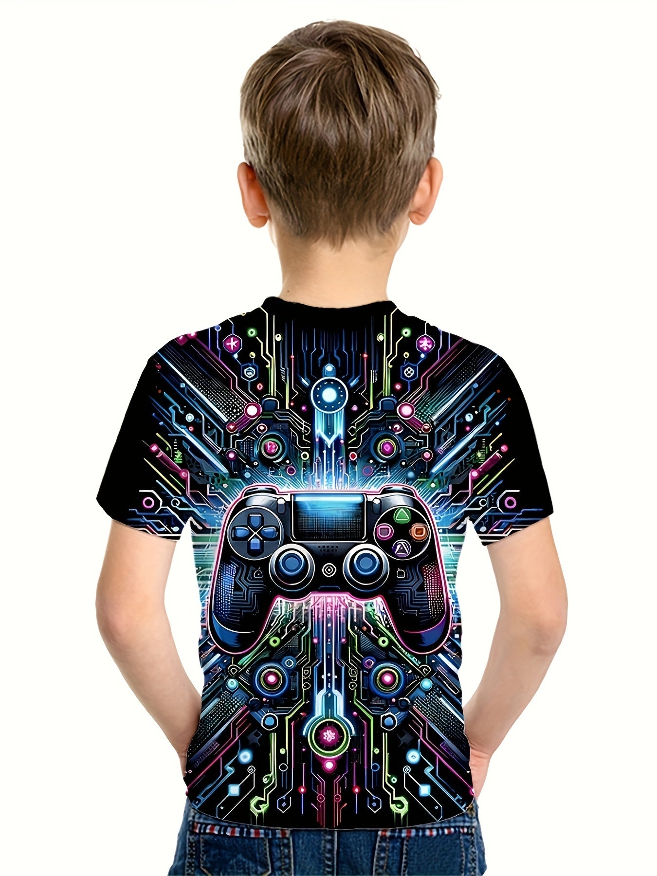 Game Controller 3D Print Boy's Casual Tee Short Sleeve