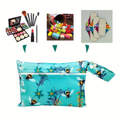 2pcs Bee Print Diaper Bags Washable Travel Bags Storage Bags