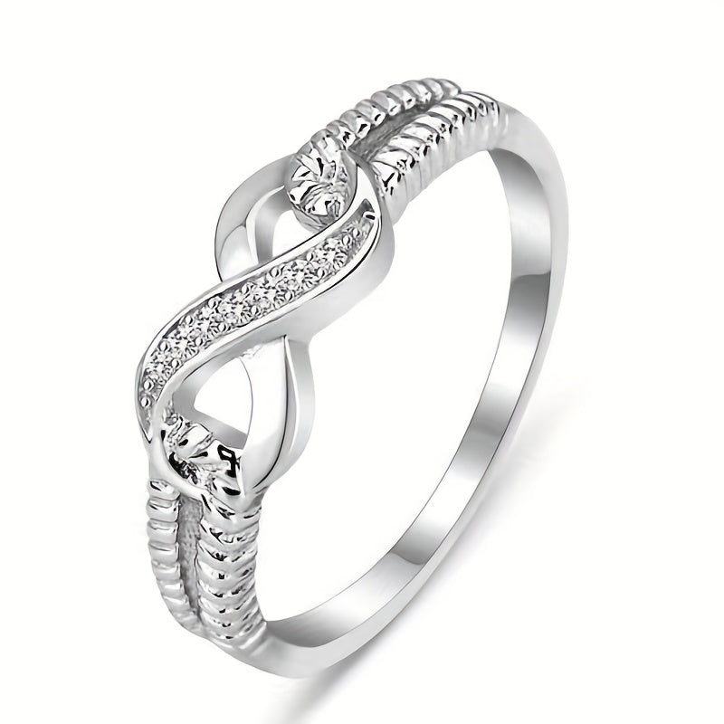 Infinity Symbol Platinum Rhinestone Ring