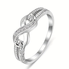 Infinity Symbol Platinum Rhinestone Ring