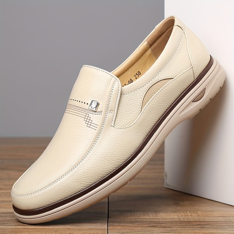 LAORENTOU Men's Leather Loafer Shoes Lightweight Non Slip Casual Shoes