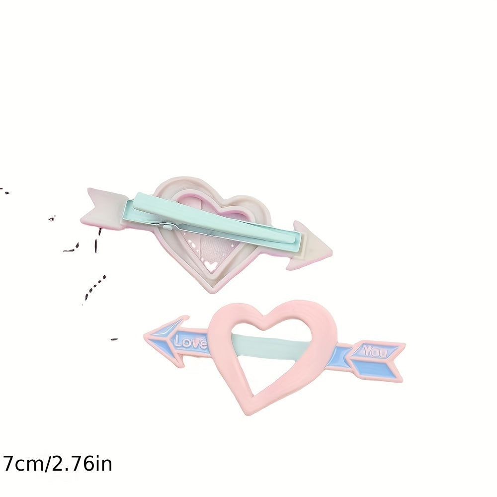 Sweet Heart Decor Hair Clip Duck Billed Clip For Side Hair Bang Braids