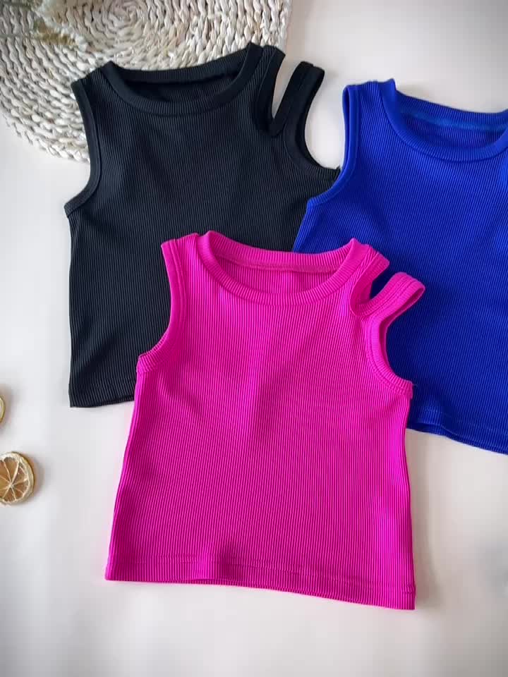 3pcs Baby Girls Summer Strapless Sleeveless T shirt Crop Tops
