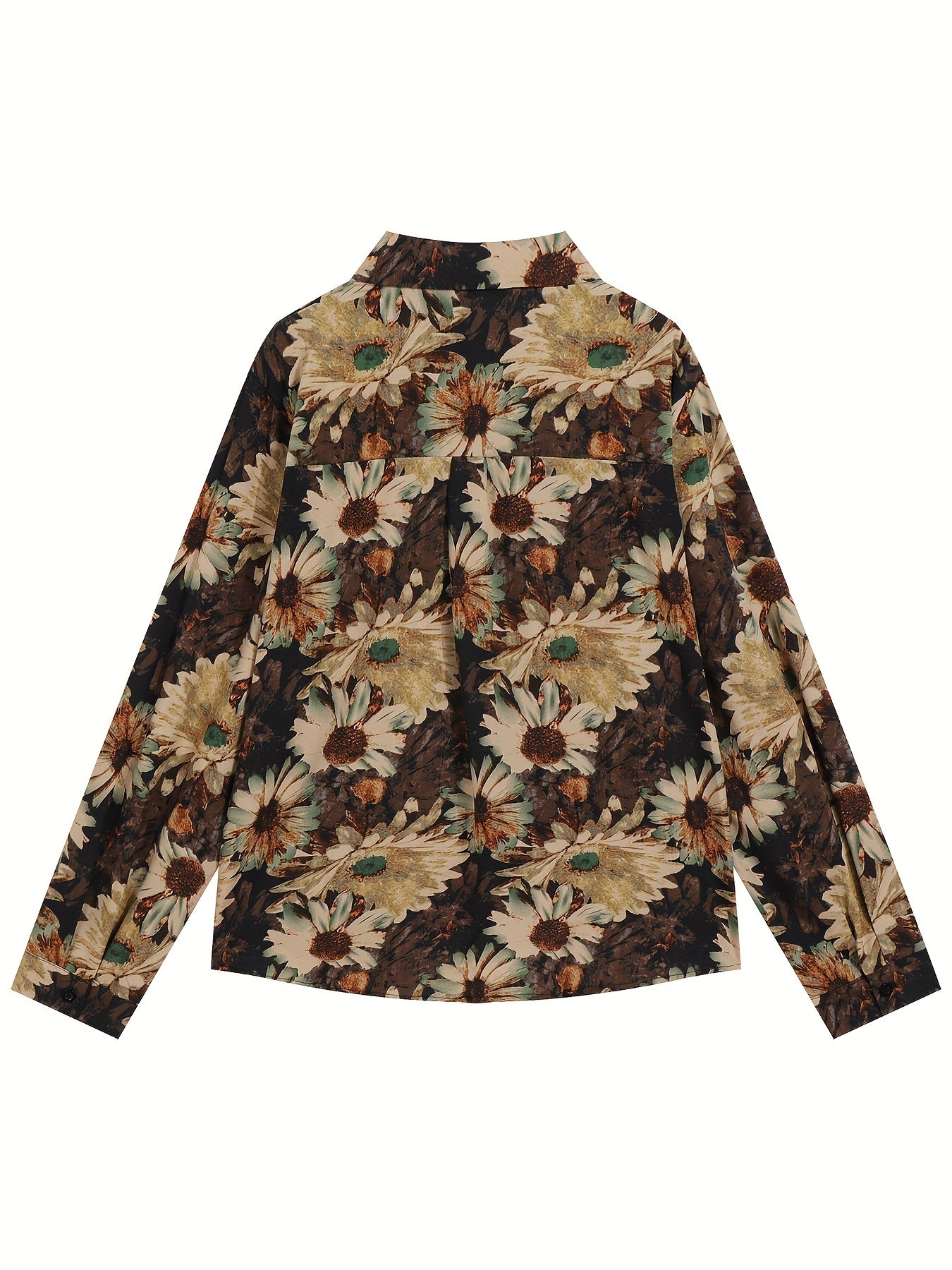  Casual Blouse Women's Plus Floral Print Button Up Collar Blouse