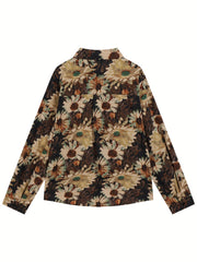  Casual Blouse Women's Plus Floral Print Button Up Collar Blouse
