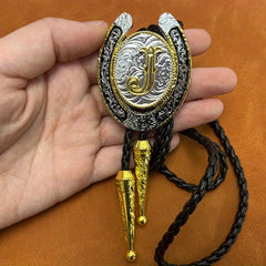 Letter J Metal Neckline Necklace Tie Retro Western Denim Shirt
