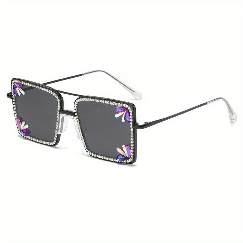 Metal Sunglasses Rhinestone Gradient Glasses UV400