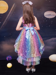 Sparkle Princess Dress High Low Tulle Tutu Gown for Girls