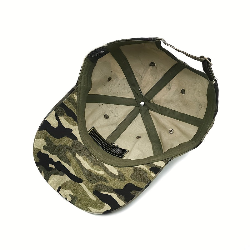Camouflage Baseball Cap Flag Embroidery Dad Hat Adjustable Sun Hats