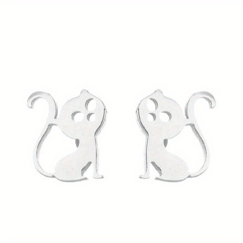 2pcs Men's Stainless Steel Mini Stud Earrings For Students