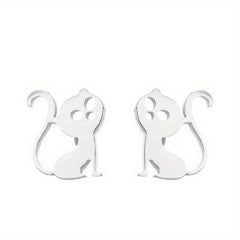 2pcs Men's Stainless Steel Mini Stud Earrings For Students