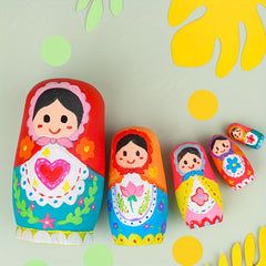 5-Piece Nesting Dolls for Christmas, Mother's Birthday, and More