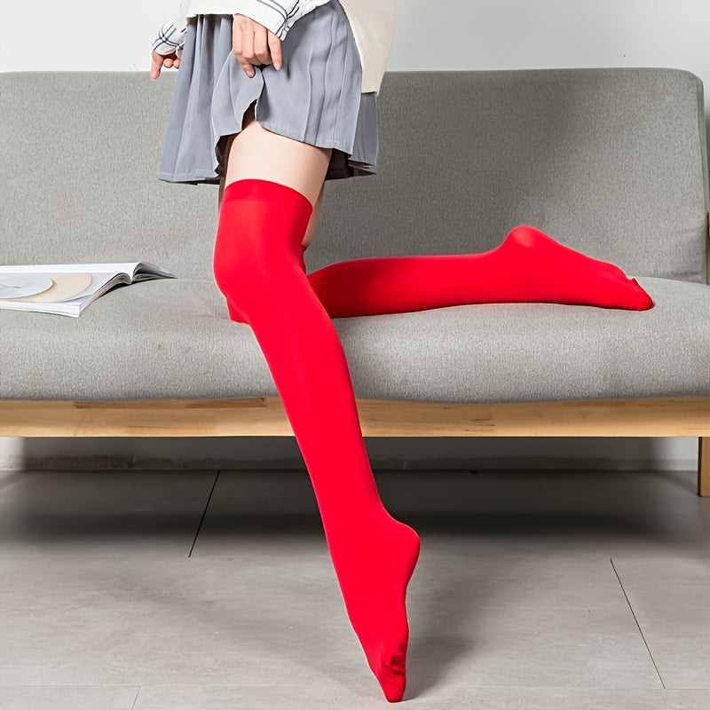 2 Pairs College Style Thigh High Socks Women's Stockings