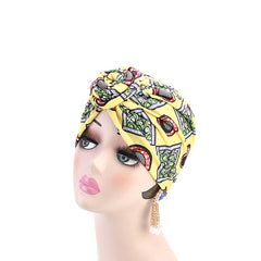 Swirl Knotted Turban Cap Elastic Hair Bonnets Women's Hat Night Cap