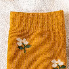 Sweet Floral Print Colorblock Mid Tube Socks Women's Stockings
