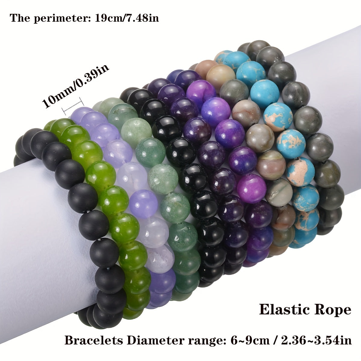 10mm Healing Stone Beaded Bracelet Unisex Stretch Bracelet