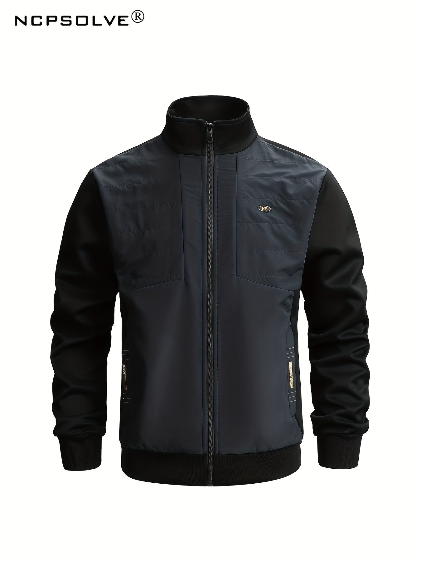 Men's Sports Suit with Stand Collar Zip Up Jacket & Stretch Waist Pants