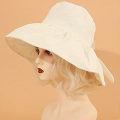 Embossed Wide Brim Sun Hat UV Protection Large Bucket Hat