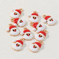 10pcs Santa Claus Alloy Pendant Christmas Style Accessories