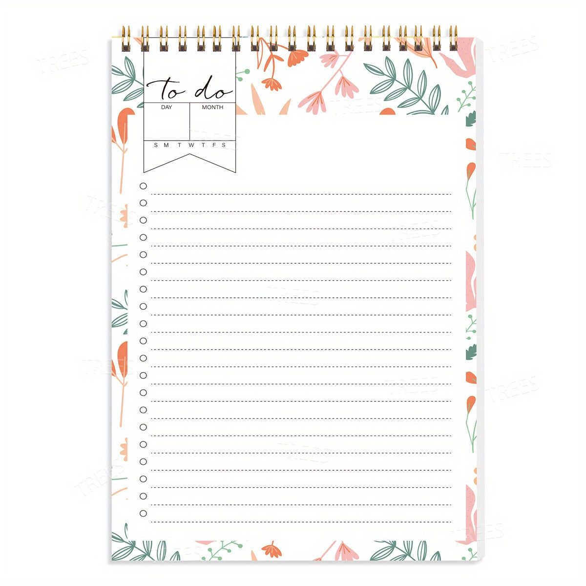 Flower Pattern Daily Planner To Do List Notepad Spiral Organizer