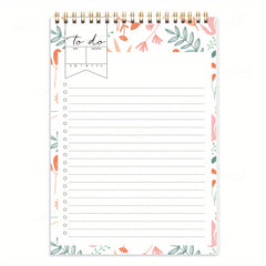 Flower Pattern Daily Planner To Do List Notepad Spiral Organizer