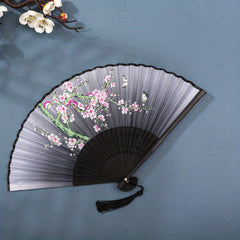 Chinese Style Folding Fan Ancient Landscape Point Craft Bamboo Fan