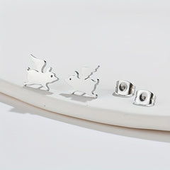 Funny Flying Pig Angel Stud Earrings
