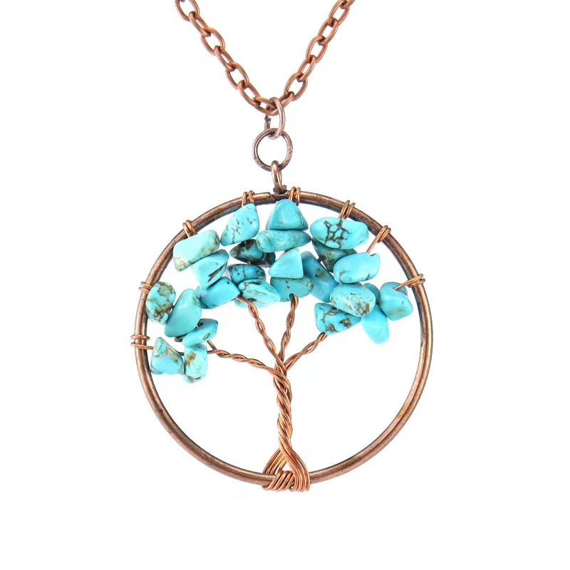 Amethyst Crystal Tree Of Life Necklace Antique Red Copper 3 5MM