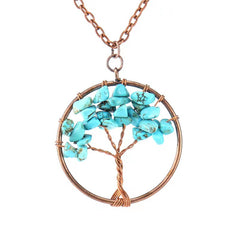 Amethyst Crystal Tree Of Life Necklace Antique Red Copper 3 5MM