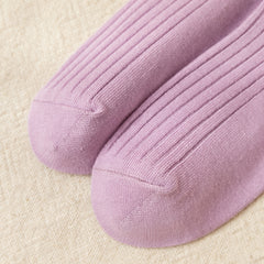 Ribbed Mid Tube Socks Striped Trim Women's Casual Comfy All Match