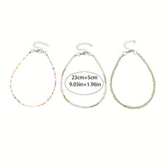 Colorful Beaded Anklet Set - Summer Beach Jewelry