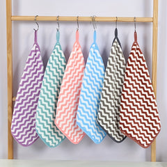 Striped Pattern Hanging Towel Coral Fleece Fingertip Towel