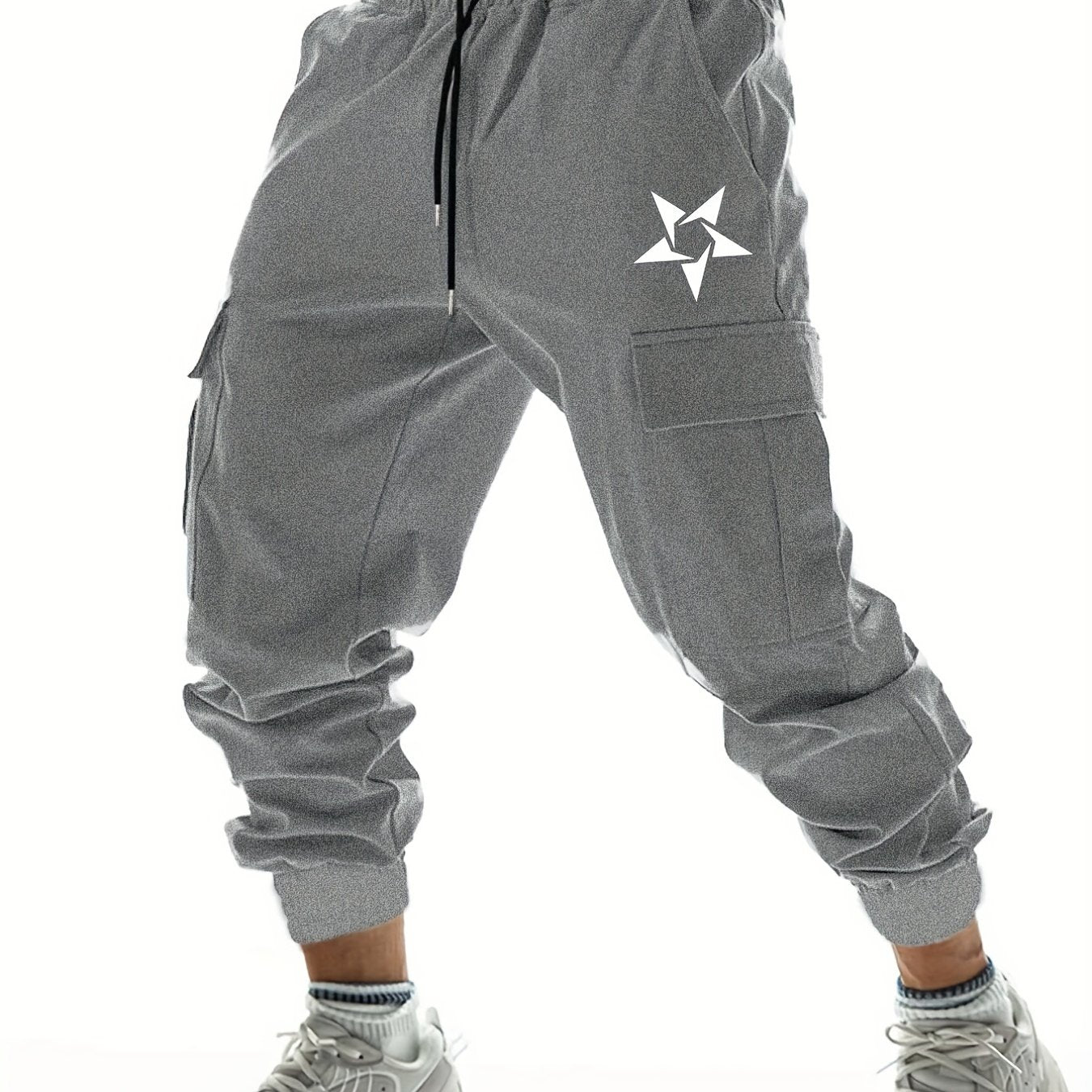 Pentagram Pattern Drawstring Joggers Men s Cargo Pants Spring Fall