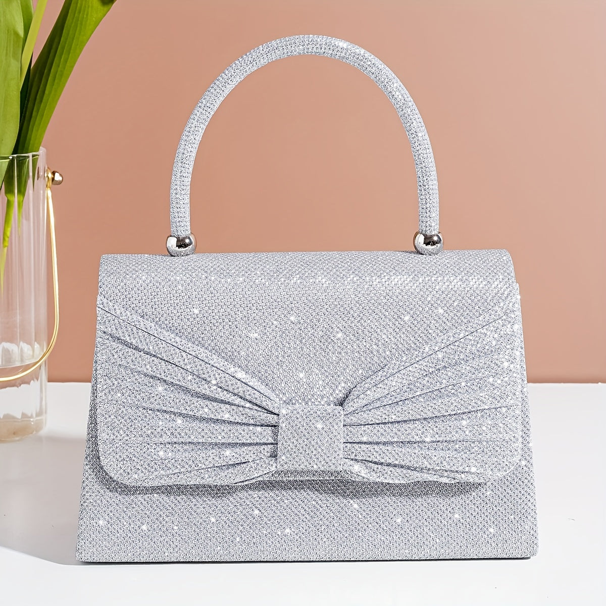 Glitter Evening Satchel Bag Sequins Decor Banquet Bag
