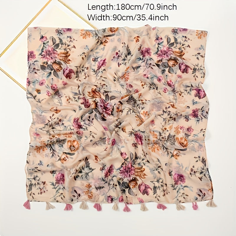 Floral Tassel Shawl Scarf Print Soft Headband Hijab