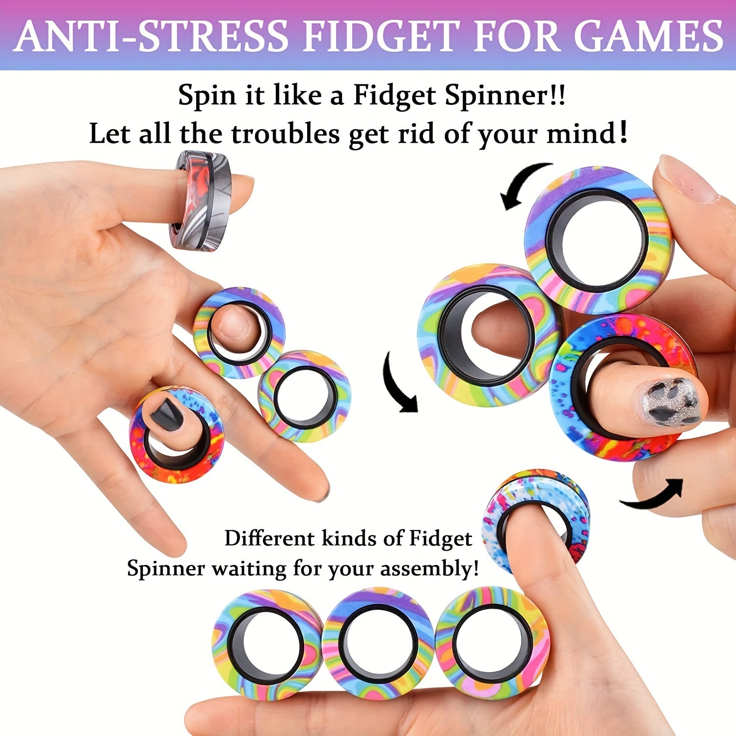 Magnetic Finger Ring Fidget Toy Halloween Christmas Gift