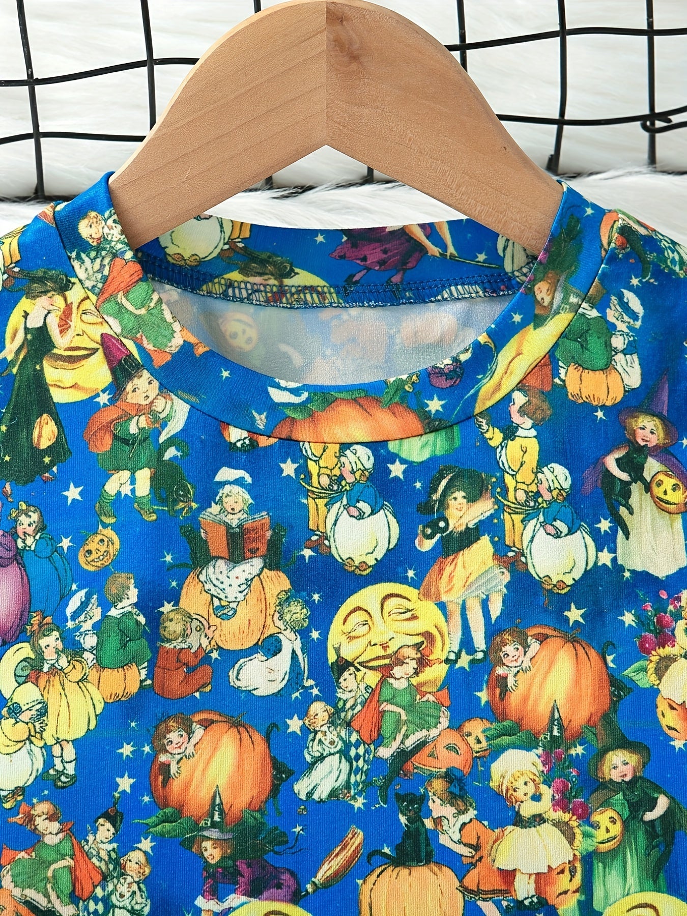 Kids' Pumpkin Witch Pajamas Set Halloween Style PJ Set Girl's