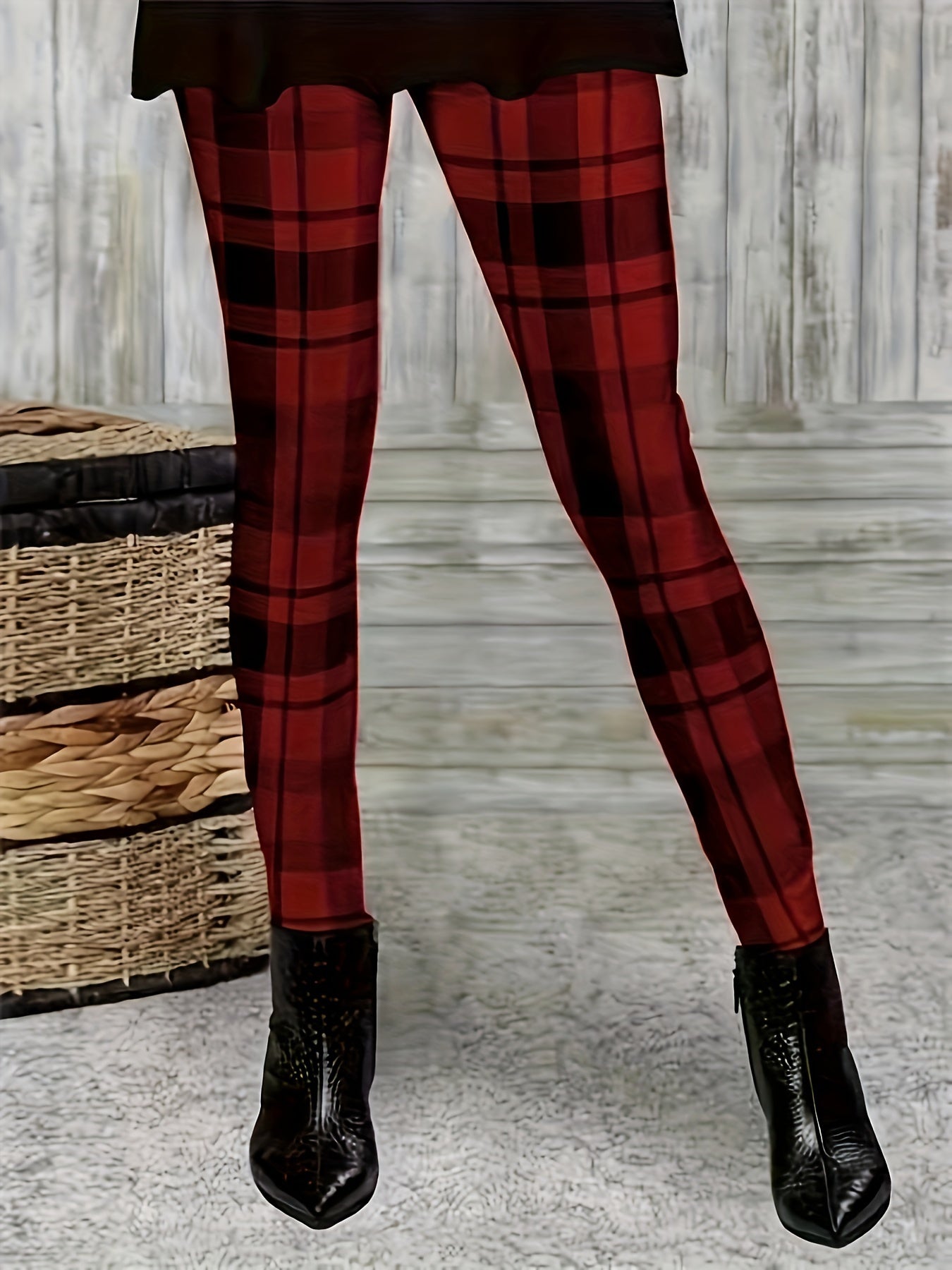  Plaid Print High Rise Leggings