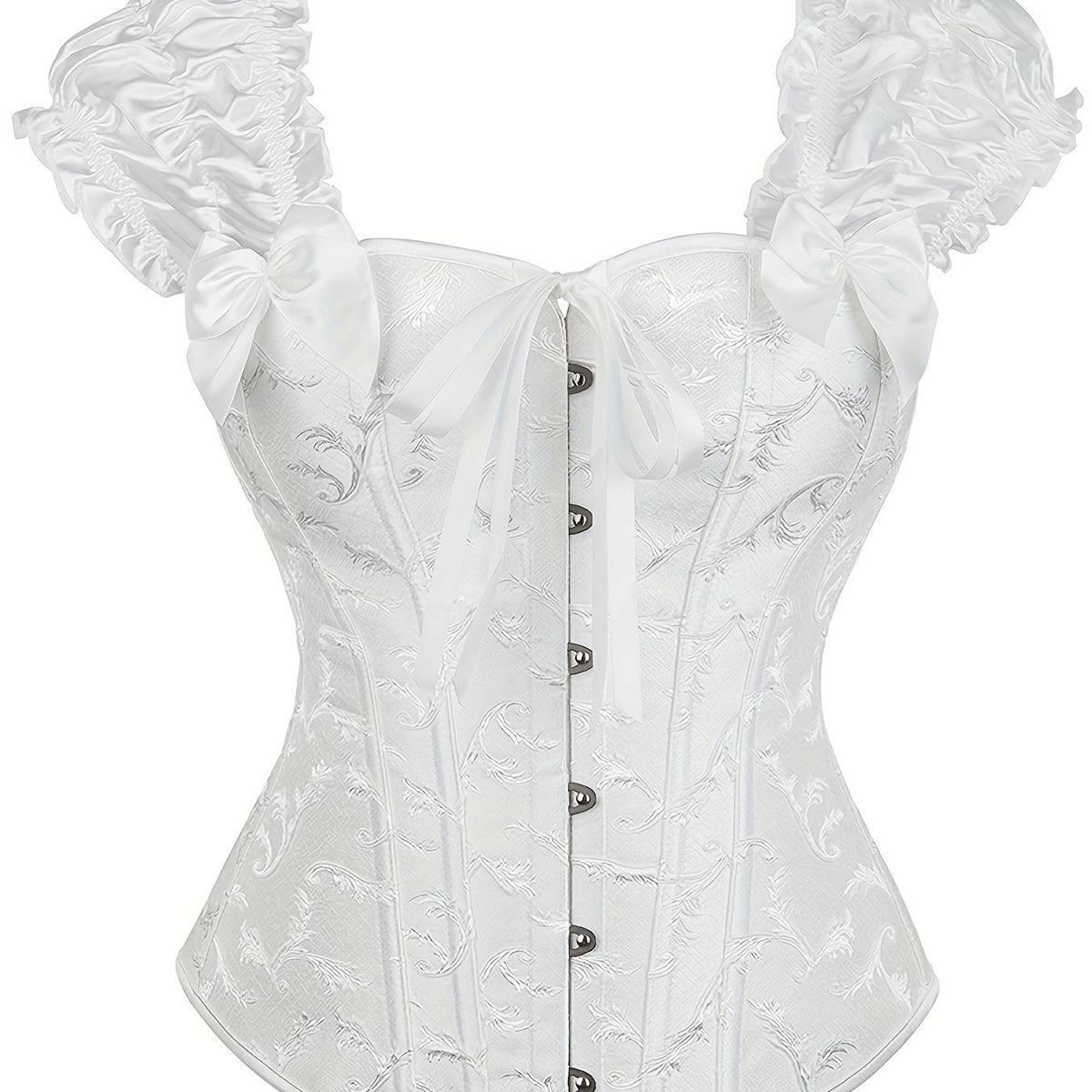 Puff Sleeve Corset Bustier Lace Up Slimmer Body Shaper