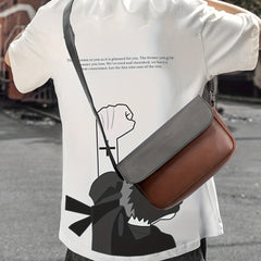 Men's Block Shoulder Bag Crossbody Bag Men's Daily Casual Flap Bag
