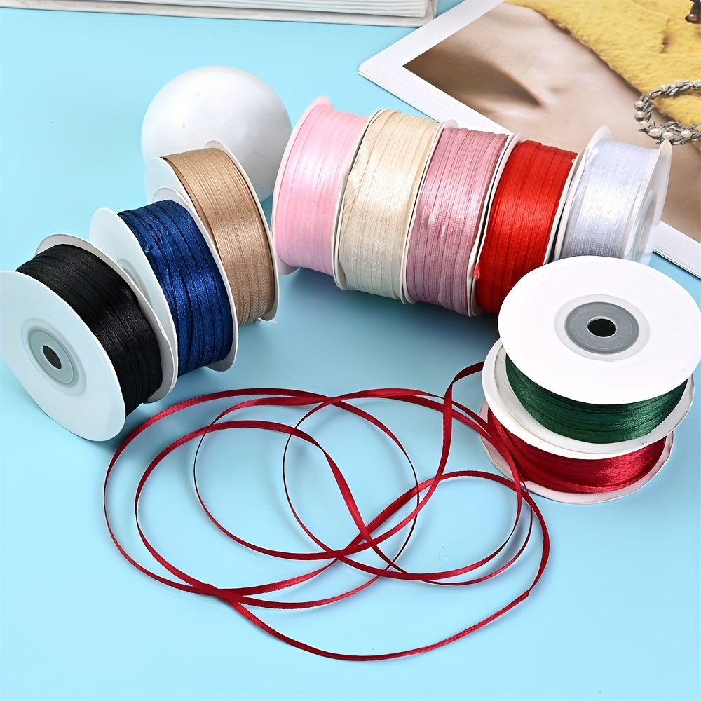 Thin Red Satin Double Face Crafts Ribbon 28 Cm X 86.87 M Roll