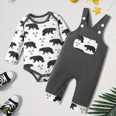 Baby Boy Cartoon Romper & Overalls Set 0-18 Months