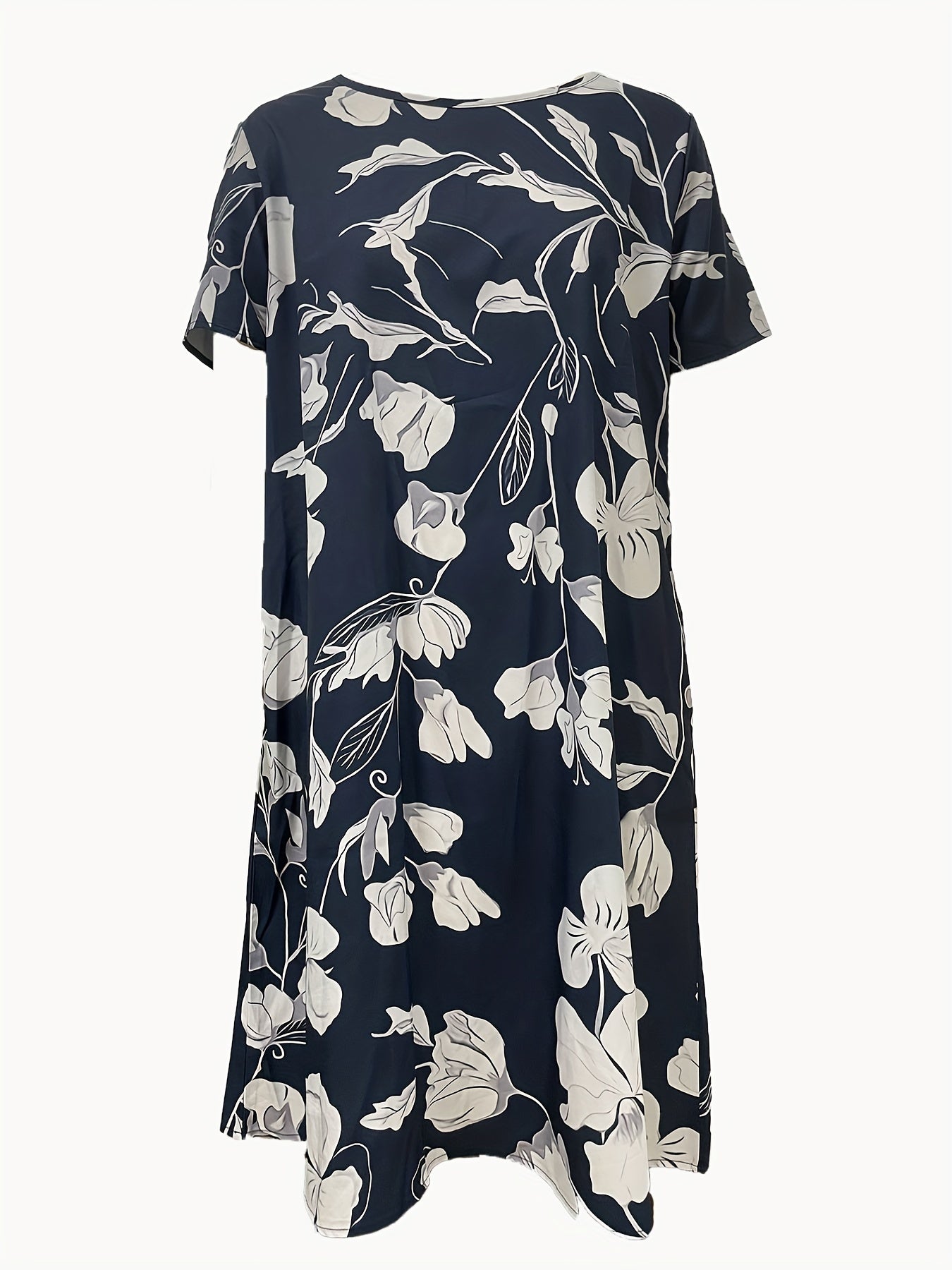 Floral Print Short Sleeve Midi Dress Plus Size