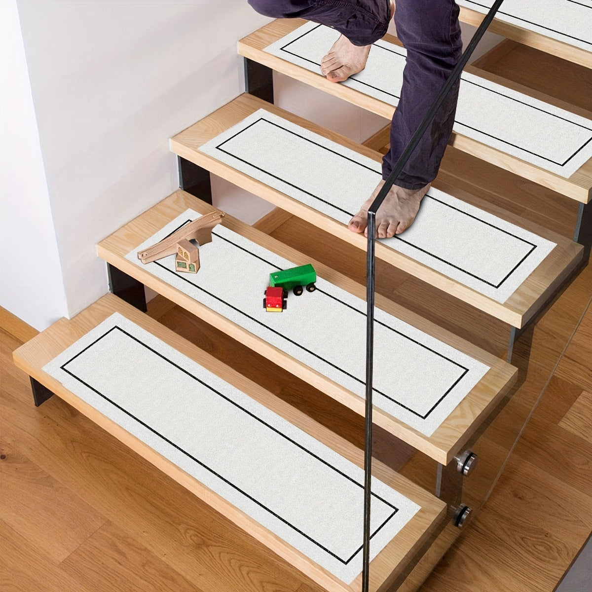 Classic Square Frame Pattern Floor Stickers - Non-slip Stairs Pedal Decoration