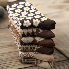 6 Pairs Cotton Retro Casual High Mid calf Socks For Men And Women