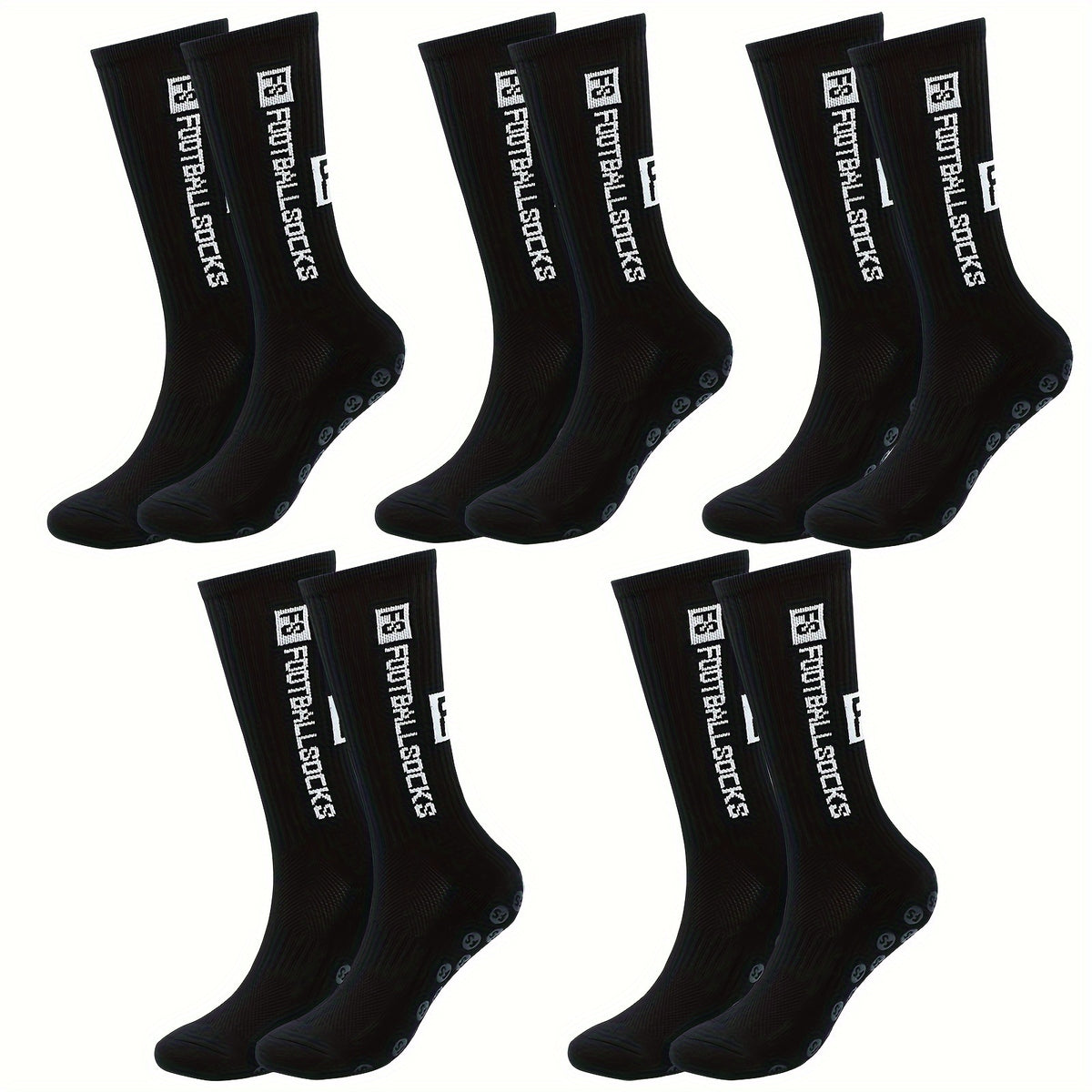5 Pairs Silicone Dots Non Slip Football Socks Sport Crew Socks