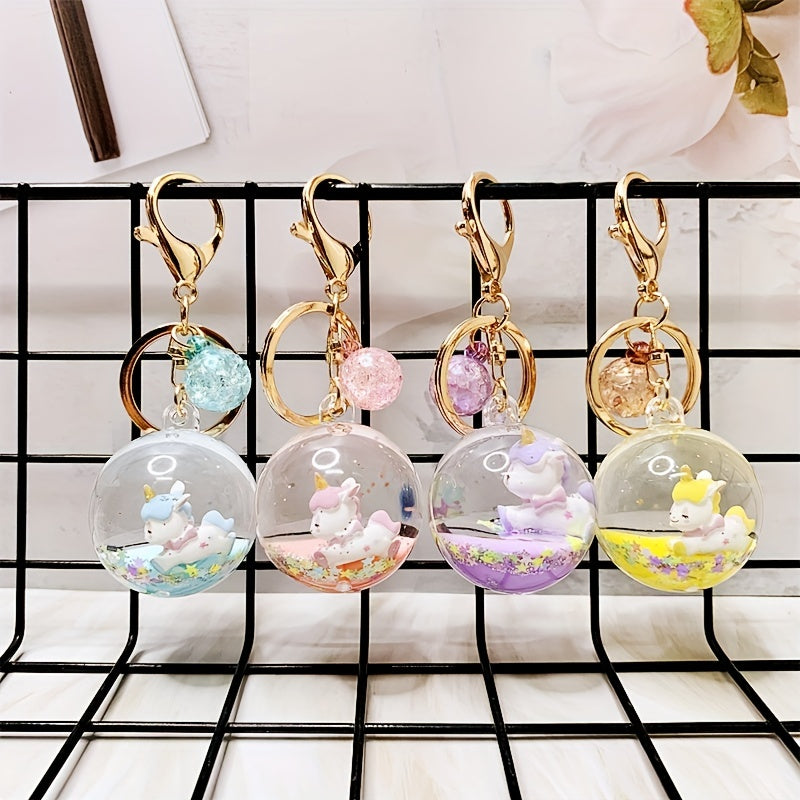 Crystal Ball Pendant Liquid Quicksand Keychain Car Key Chain