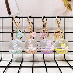 Crystal Ball Pendant Liquid Quicksand Keychain Car Key Chain