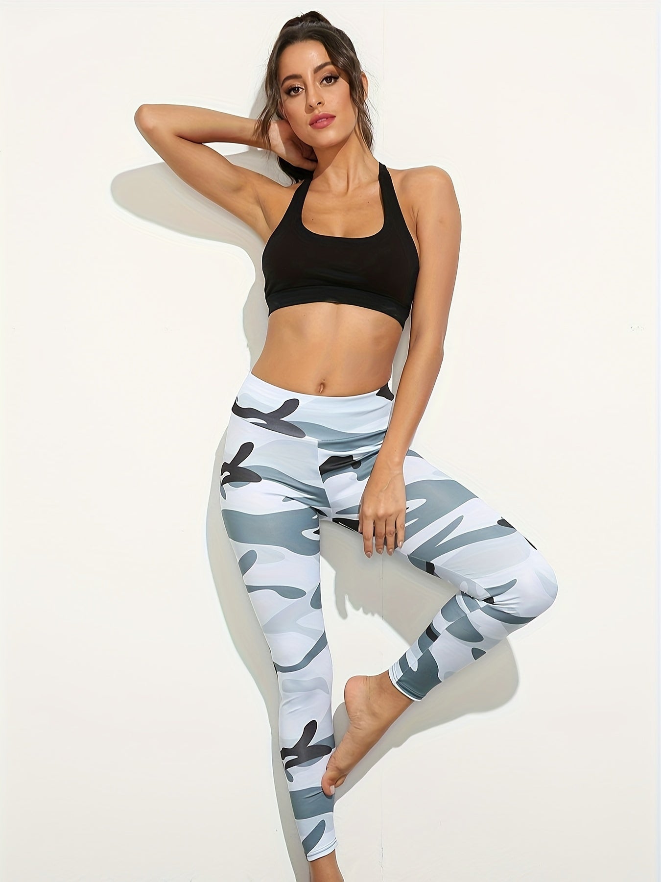 Camouflage Pattern Yoga Leggings High Stretch Fitness Pants